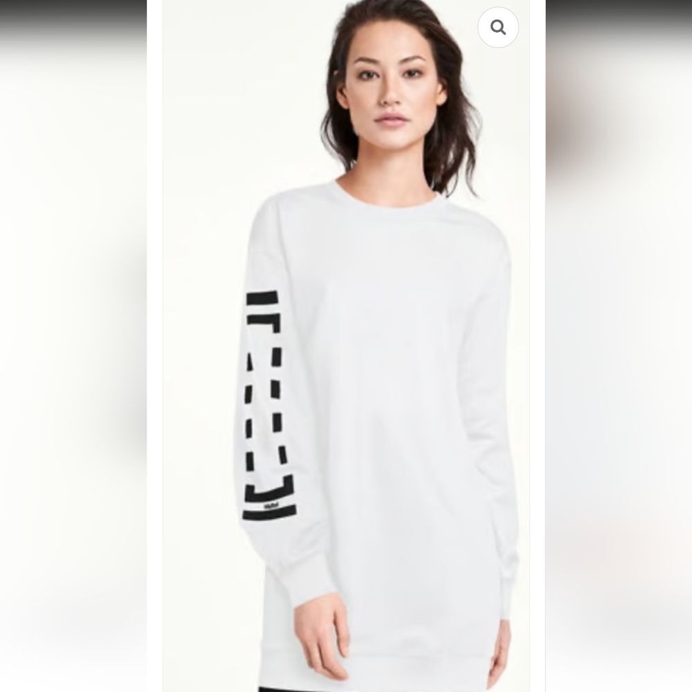 Wolford Logo Sweat Dress Black White Sporty Sweater Dress Loose Shirt L (B22)